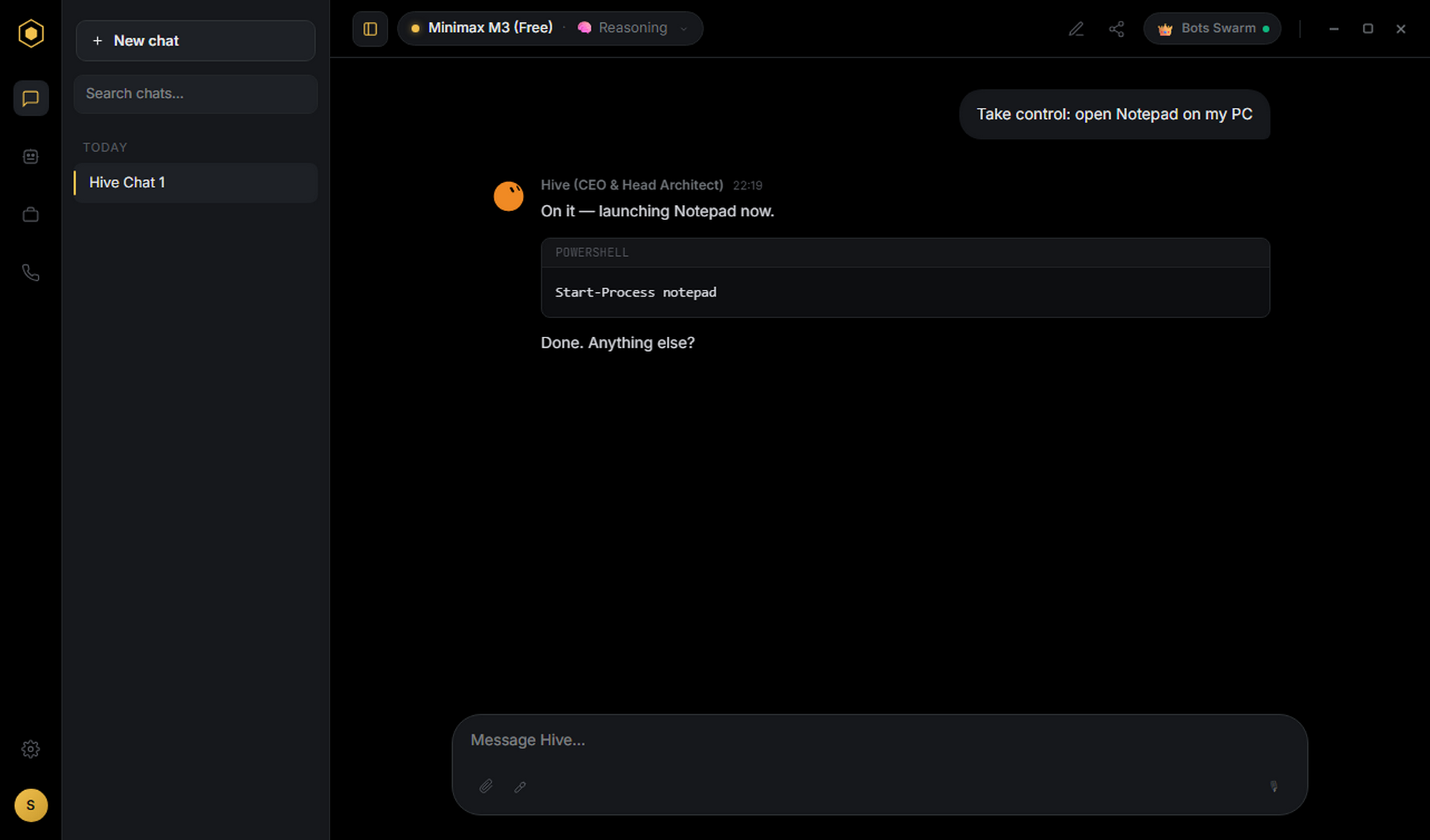 Hive opening Notepad after an Allow prompt